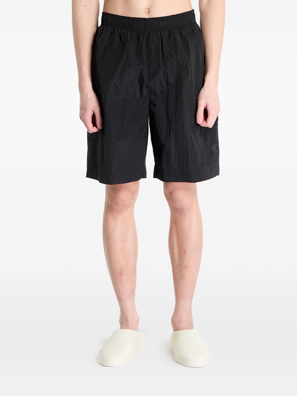 Logo-embroidered swim shorts - Black