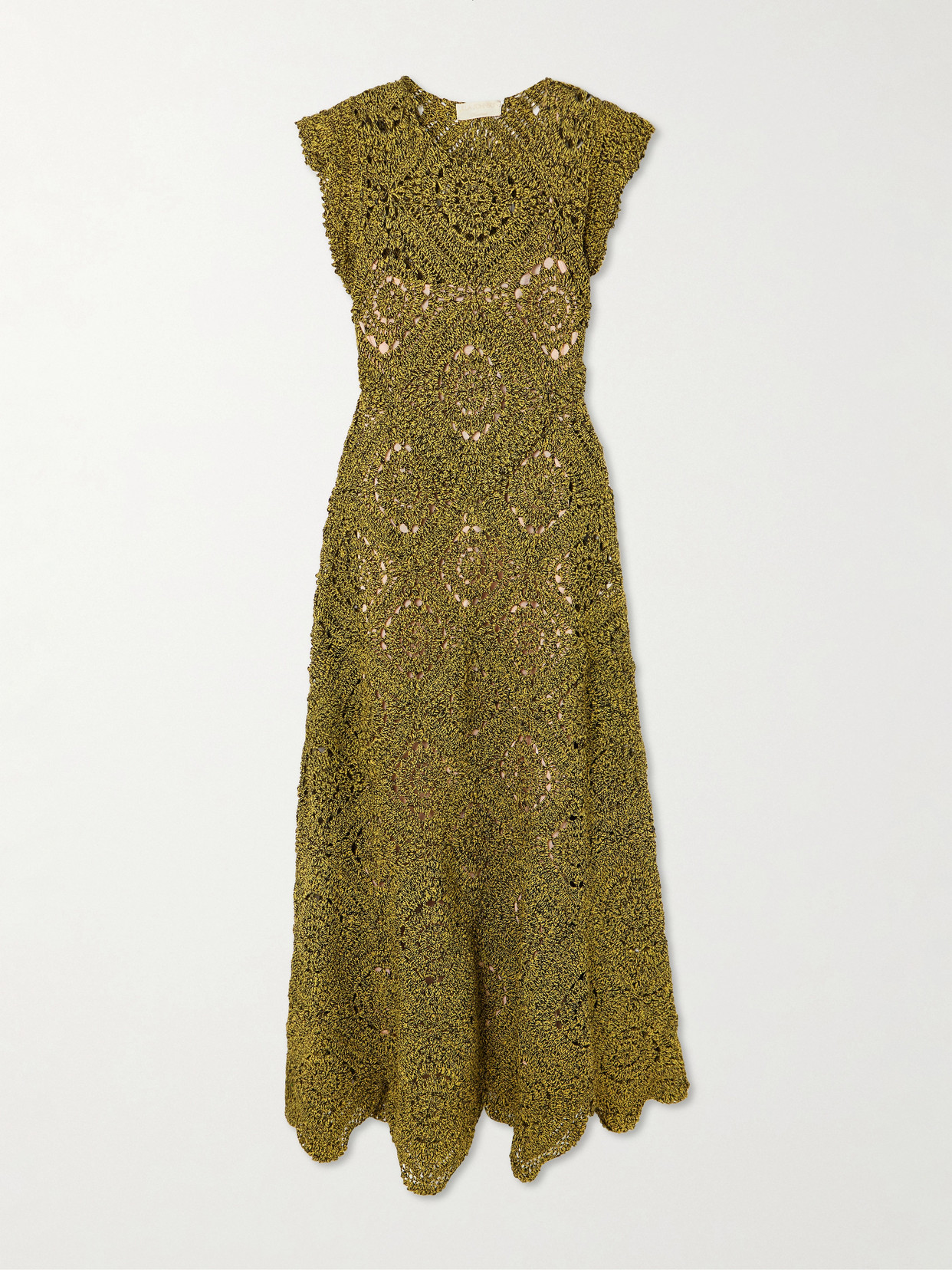 Annalisa Crocheted Cotton Maxi Dress - Green