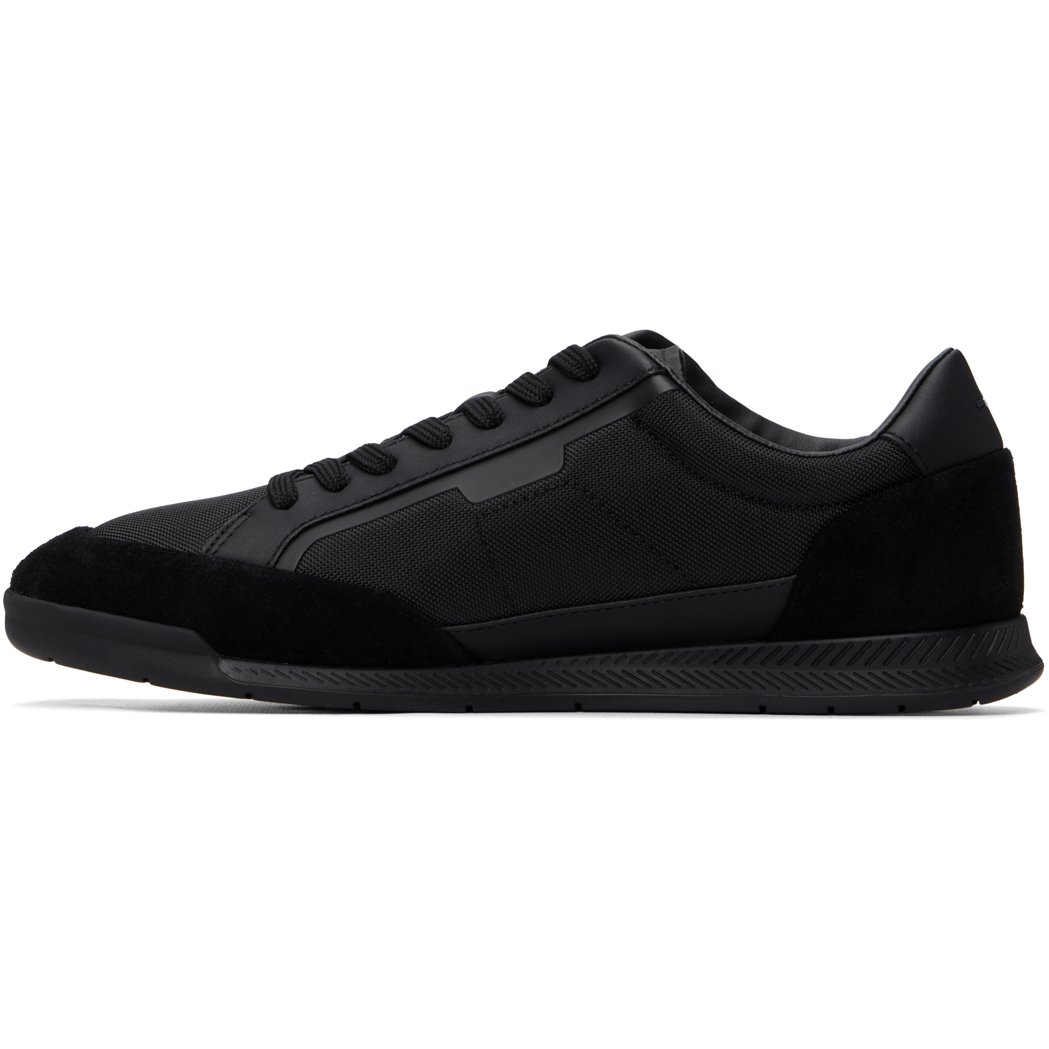 Black Suede-Trim Ribbed Sole Sneakers
