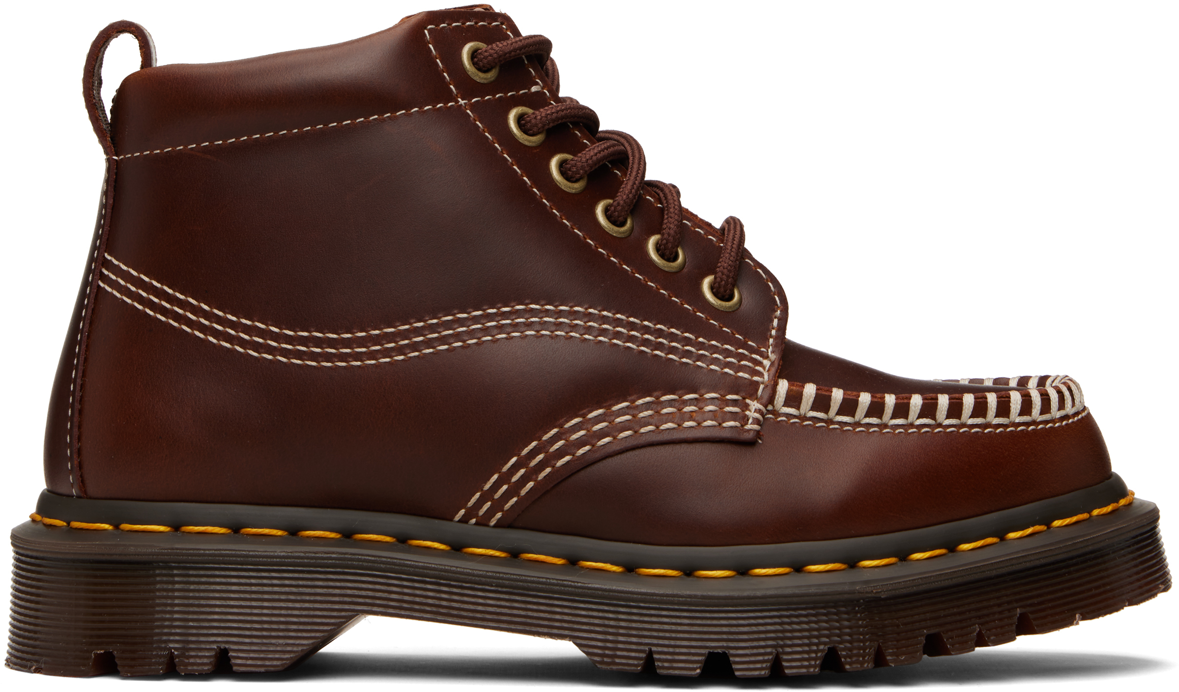 Brown Lowell Chukka Moc Toe Leather Ankle Boots
