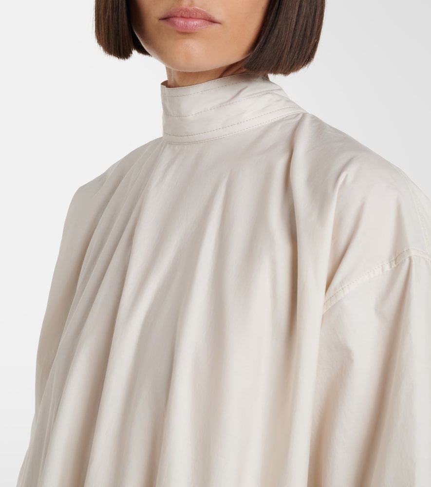Tie-neck cotton and silk shirt dress