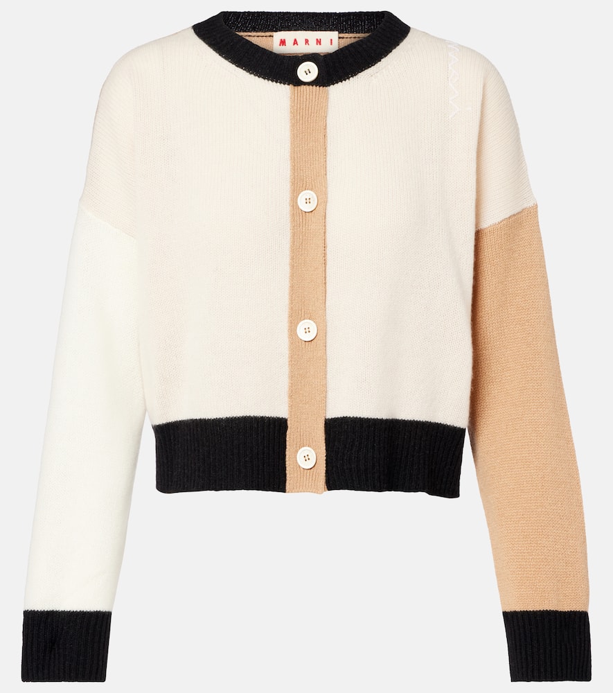 Colorblocked cashmere cardigan