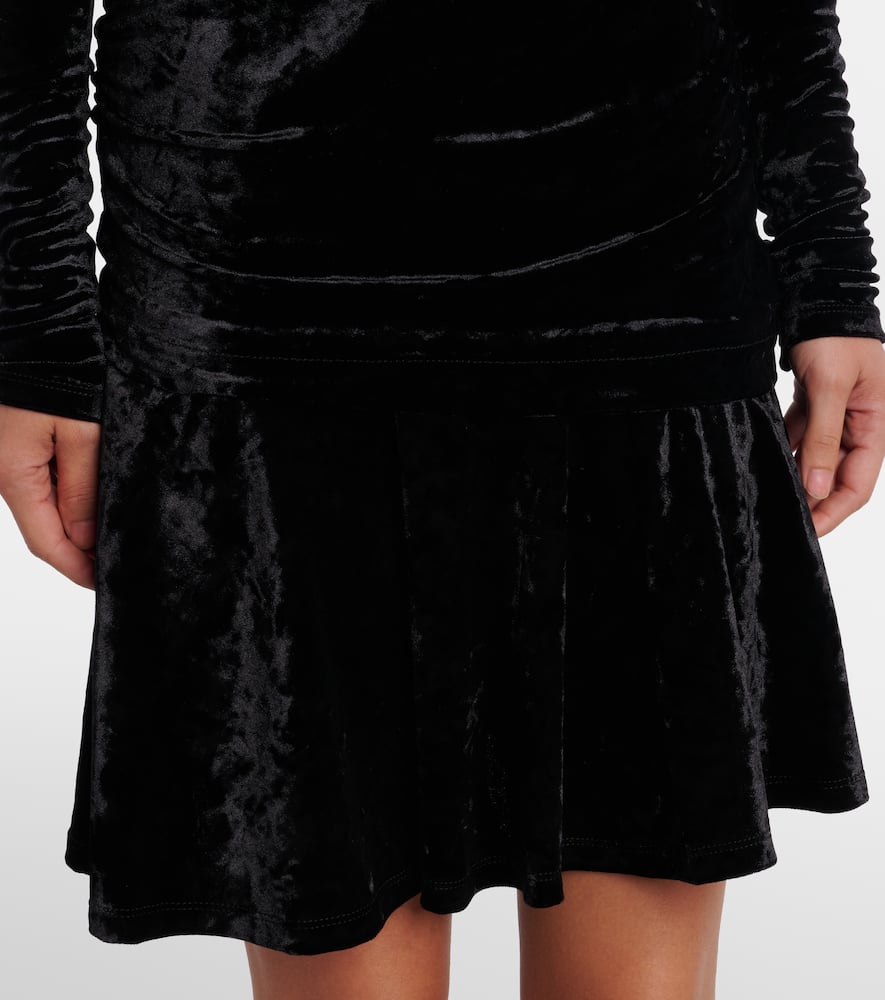 Ruched asymmetric velvet minidress