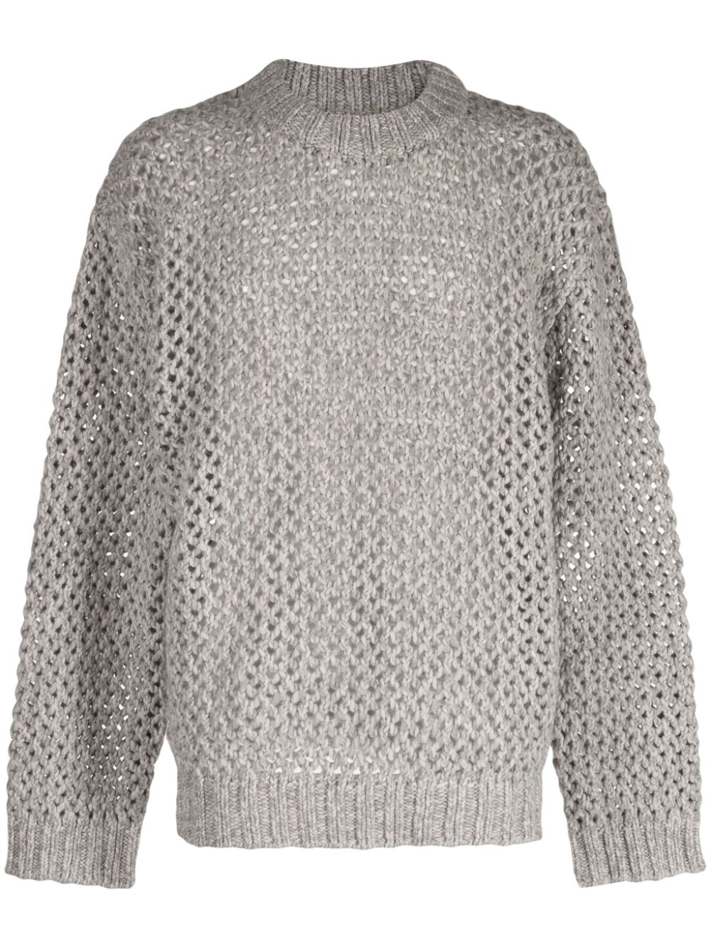Open-knit merino wool jumper - Grey