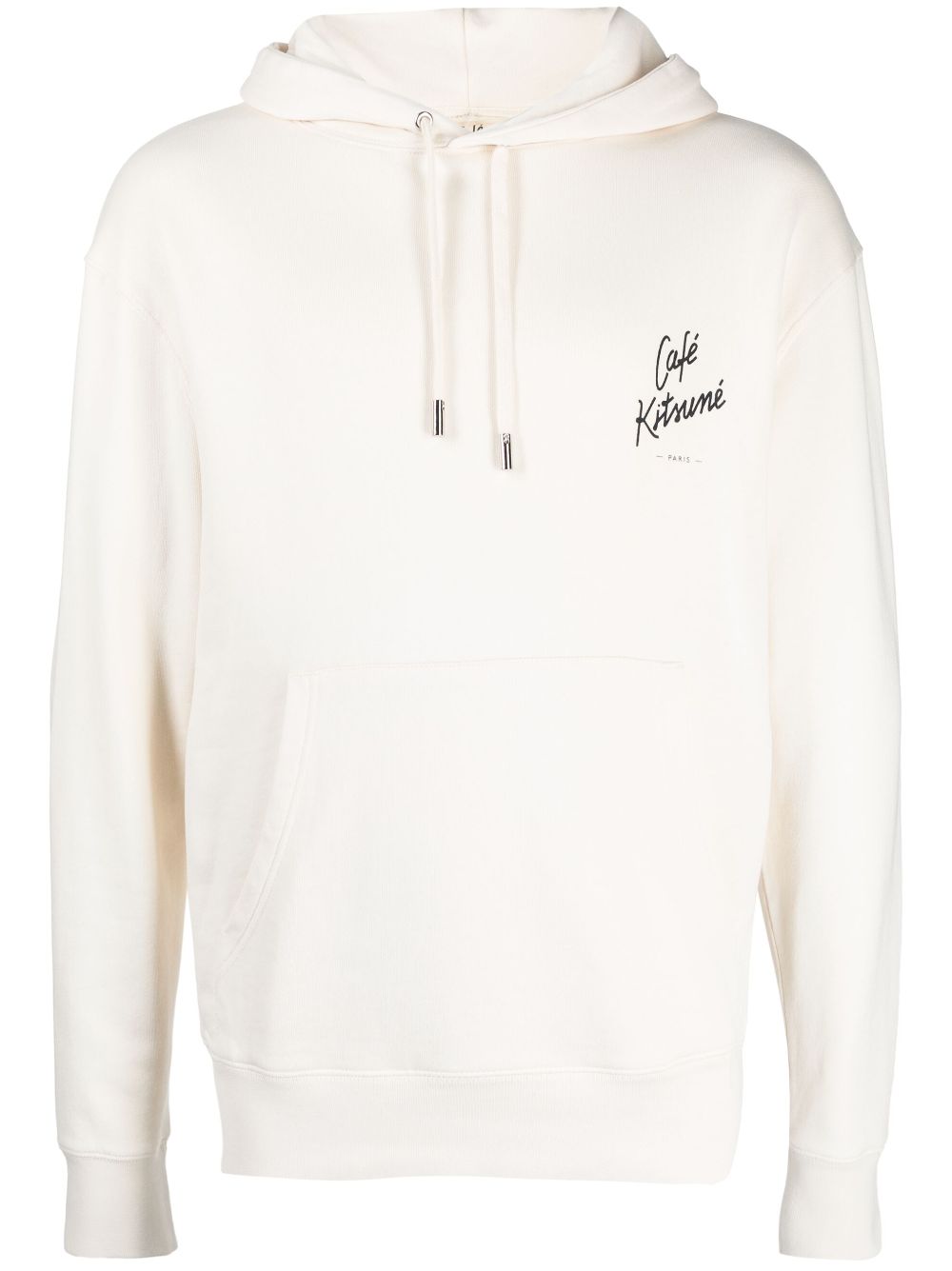 Café Kitsuné print drawstring hoodie - Black