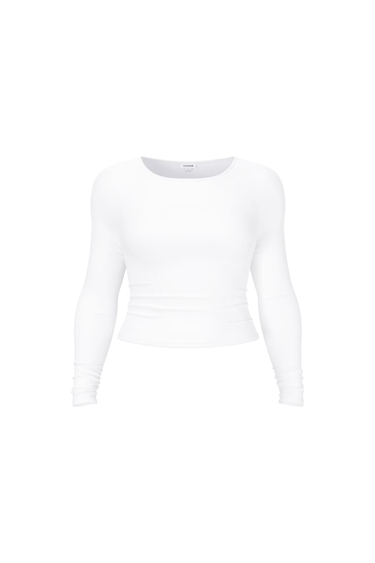 Sleek Crewneck Long Sleeve Top - White - Women Clothing