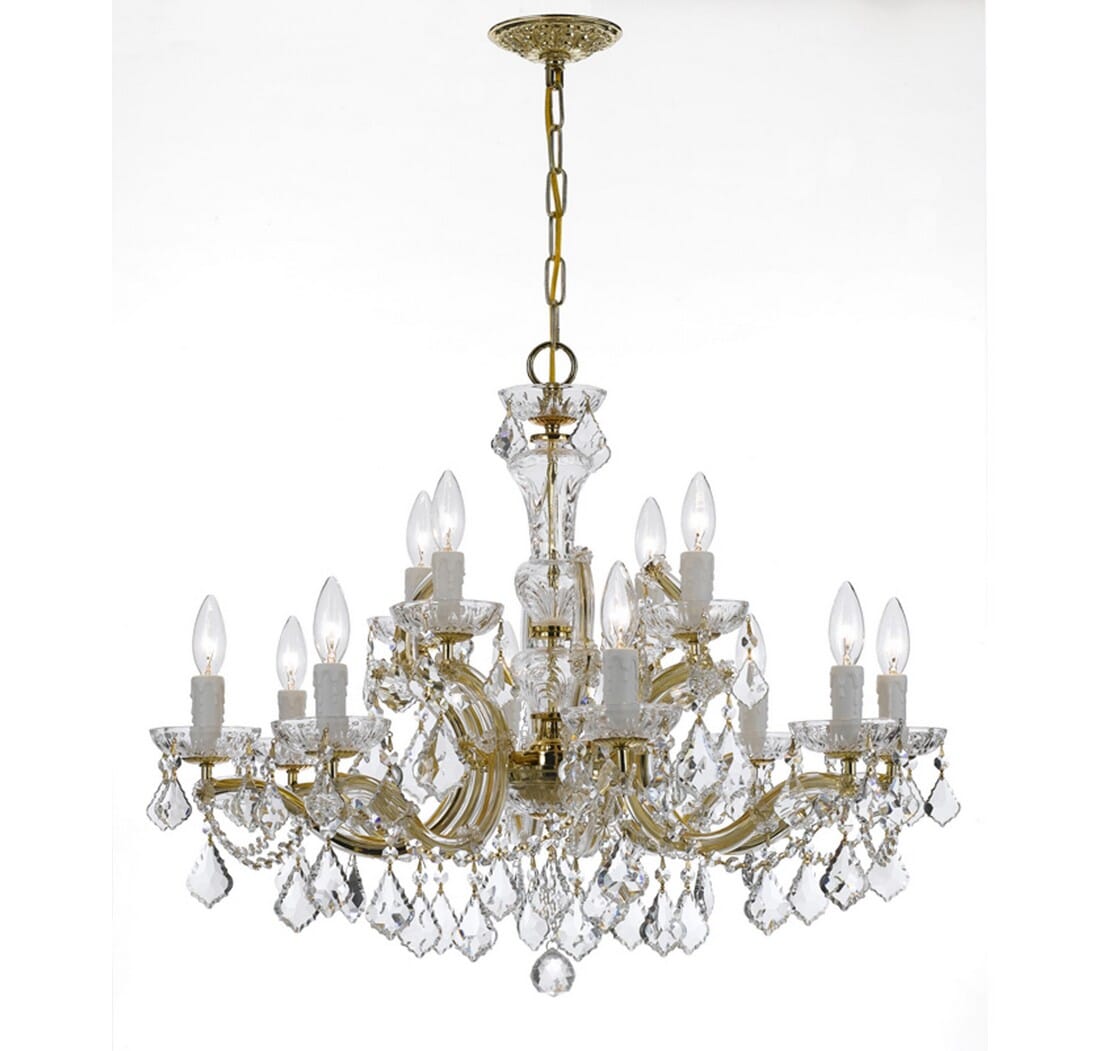 Maria Theresa 12-Light 26" Traditional Chandelier in Gold with Clear Italian Crysta