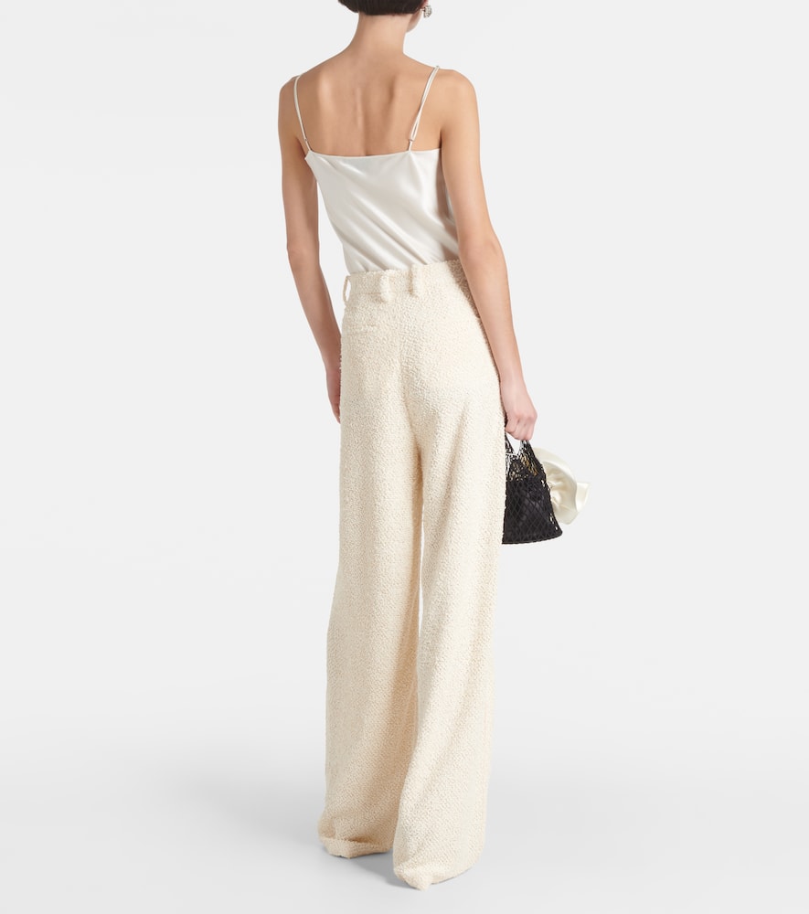 High-rise bouclé wide-leg pants