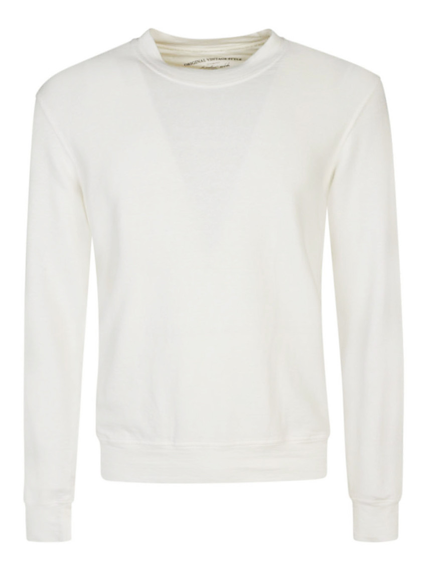 White Cotton blend linen sweatshirt