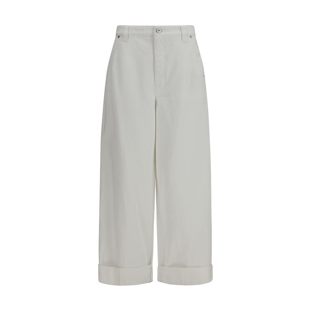 Wide-Leg Cotton Trousers — White