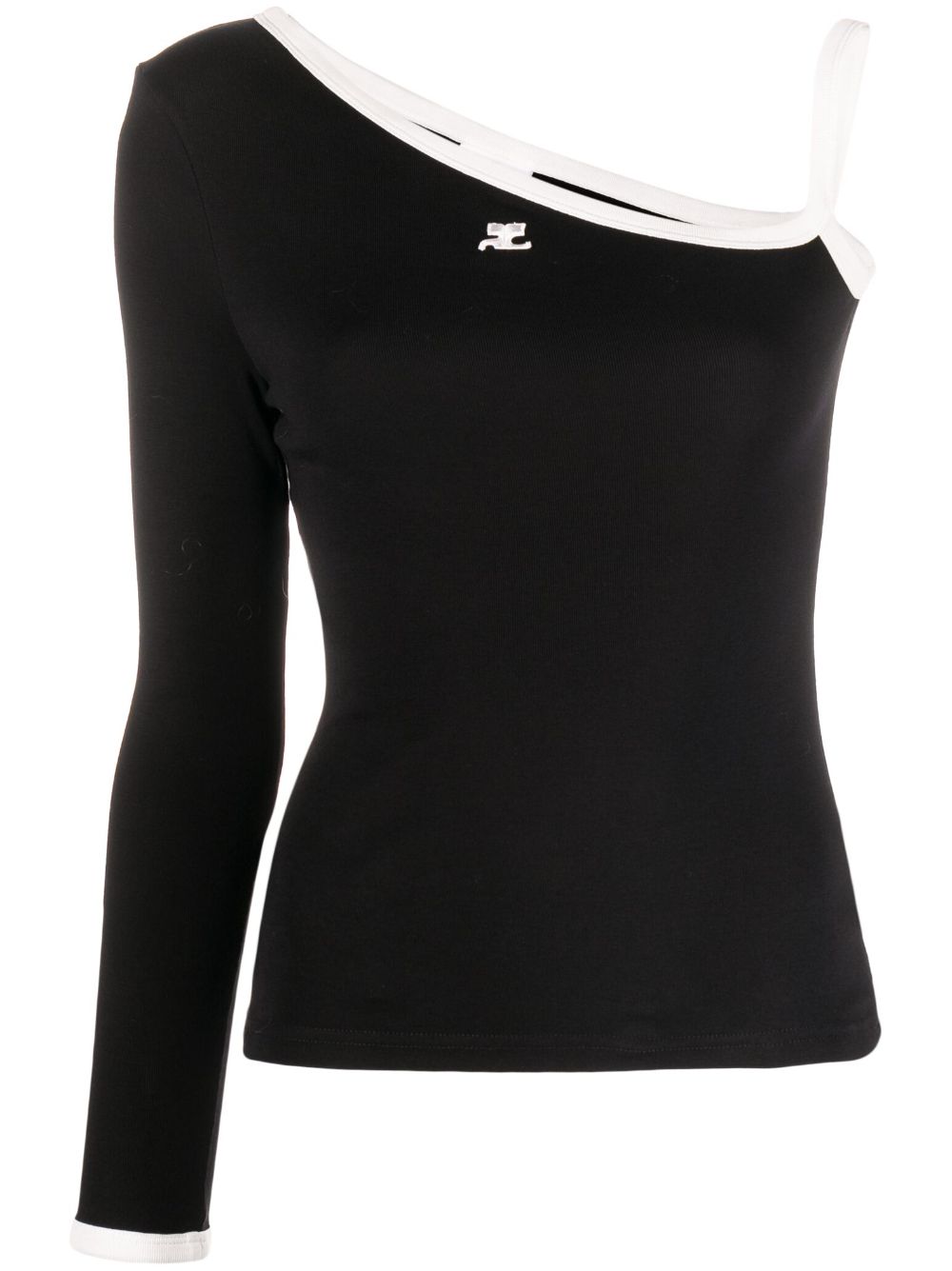 Logo-embroidered single-sleeve top - Black
