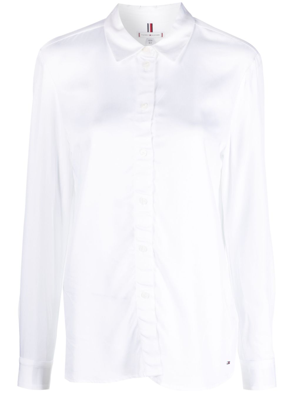 Long-sleeved satin shirt - White