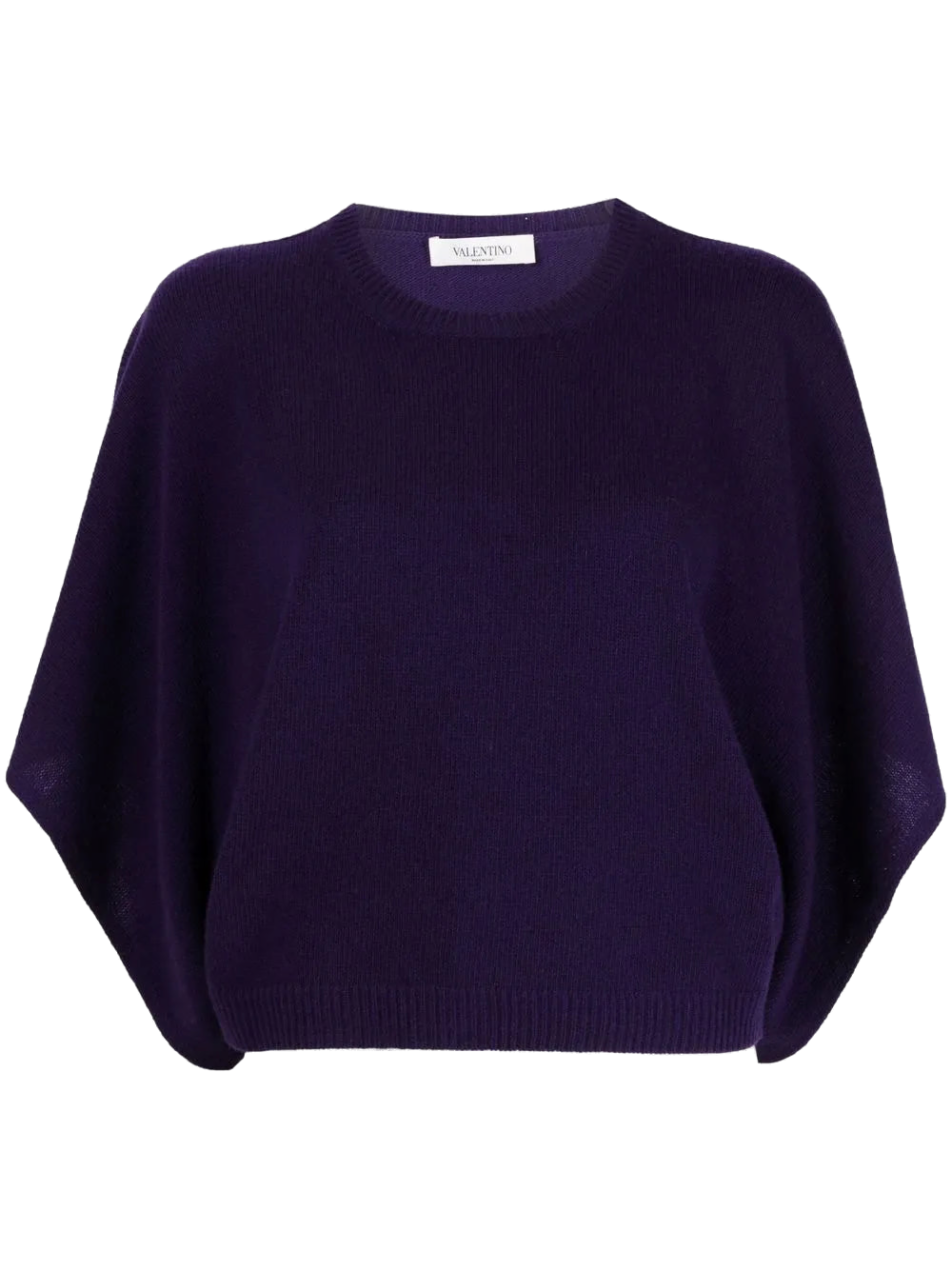 Virgin Wool-Cashmere Batwing-Sleeve Sweater — Purple