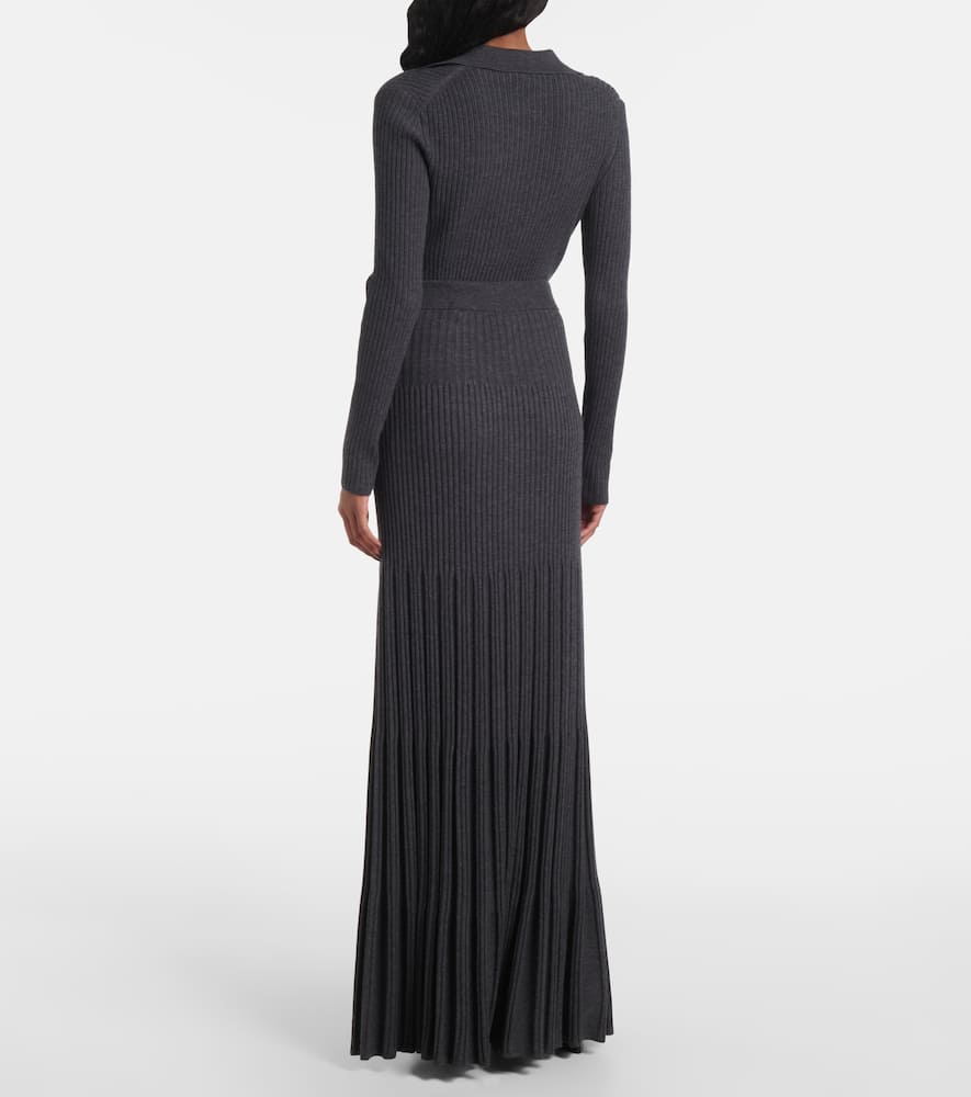Merino ribbed-knit wool maxi skirt