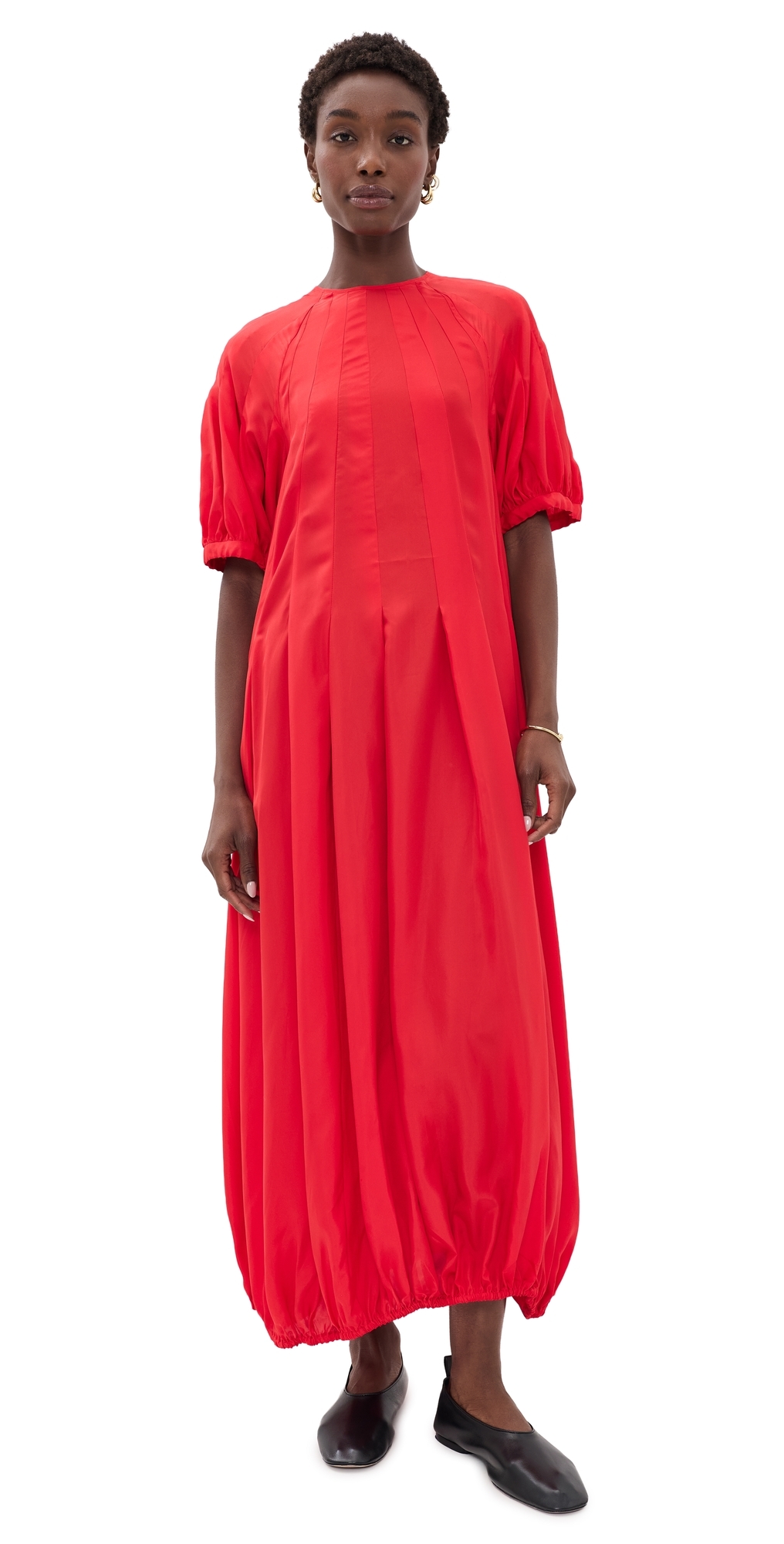 Lily Silk Midi Dress Red