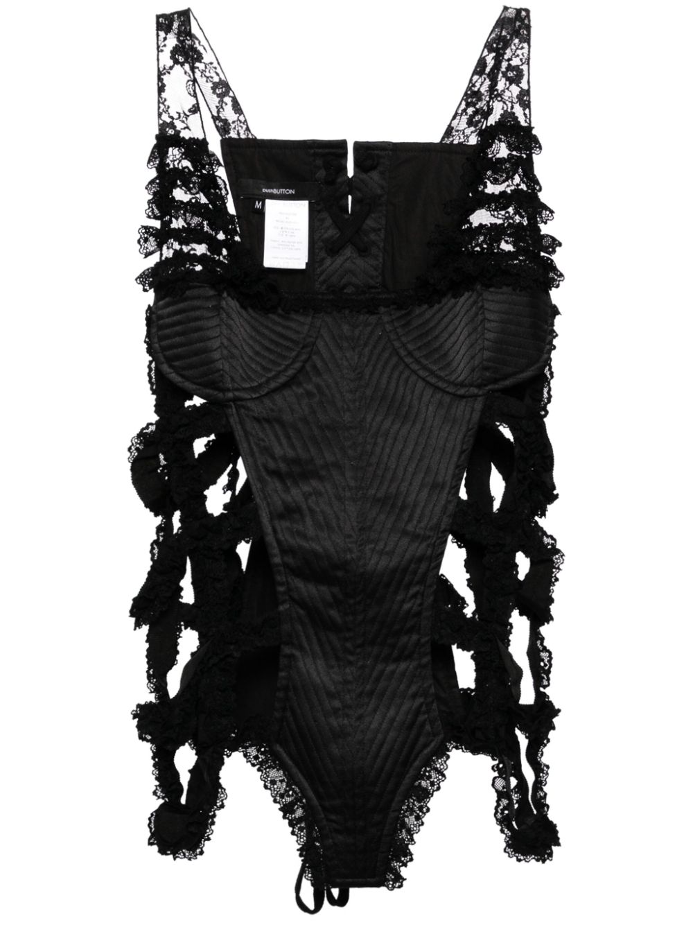 Lace embroidery sleeveless blouse - Black