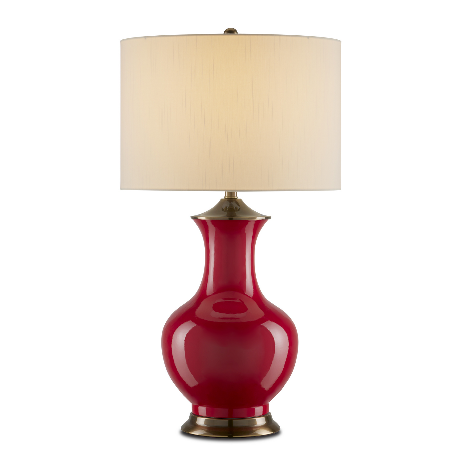 Red Antique Brass Table Lamp from the Lilou Collection