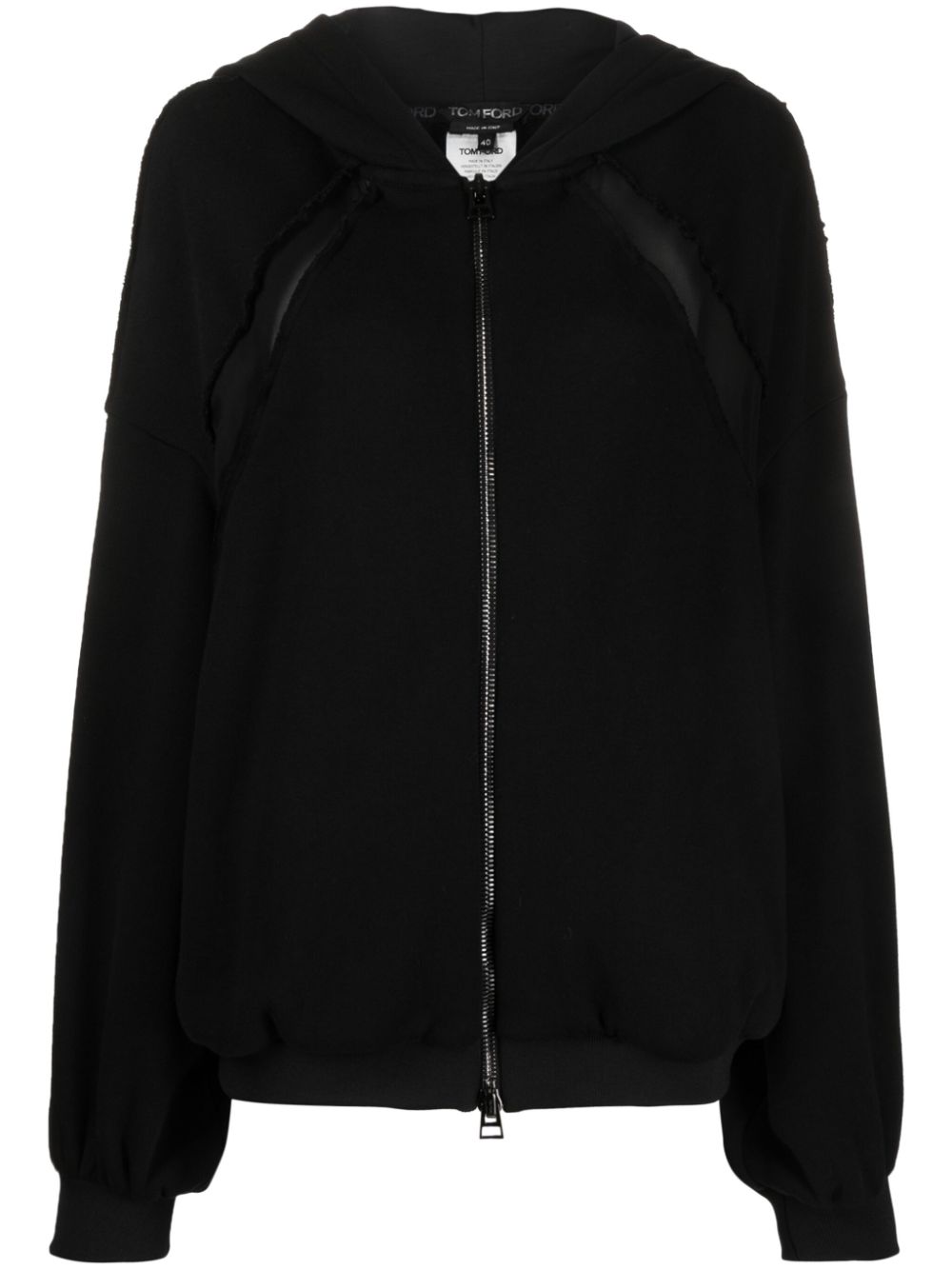 Panelled zip-up hoodie - Black