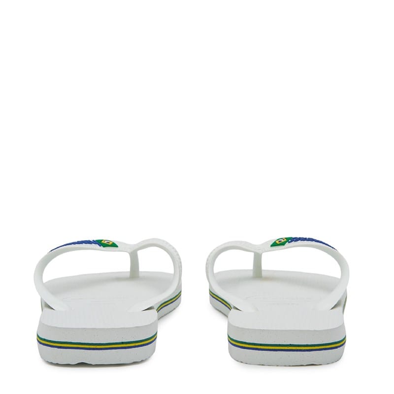 Women's Brazil Logo Flip Flop Sandals (White)