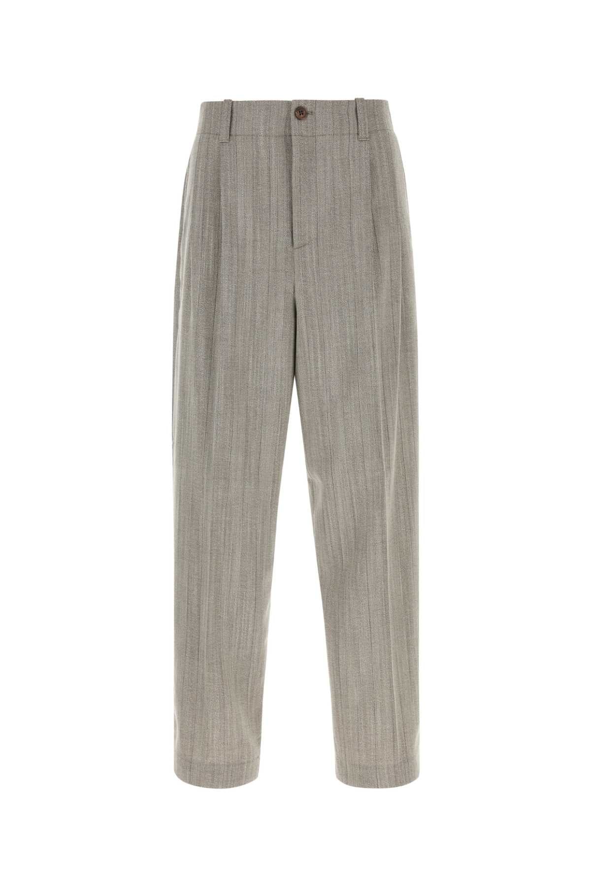 Virgin Wool-Nylon Trousers — Beige