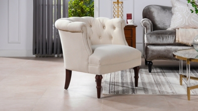 Jennifer Taylor Home Katherine Tufted Accent Chair, Sky Neutral Beige