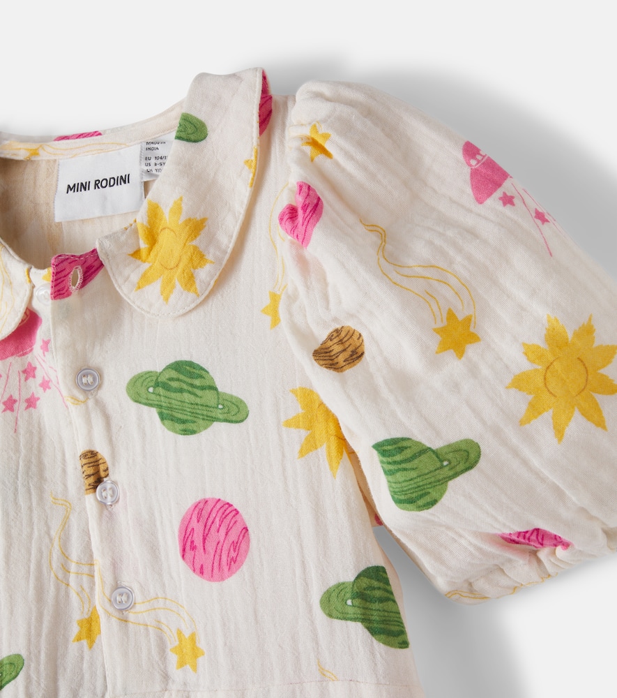 Space printed cotton muslin dress