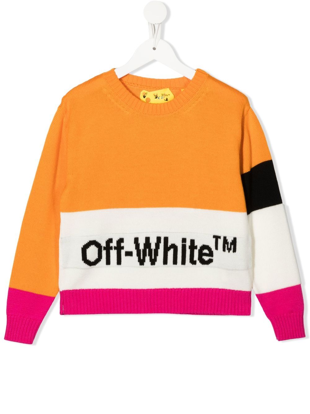 Colour-blocked logo jumper - Orange