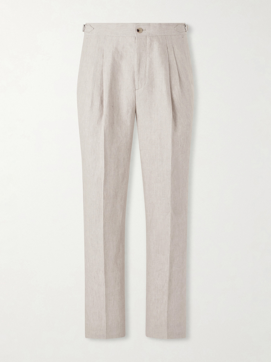 Straight-Leg Pleated Linen Trousers - Men - Neutrals