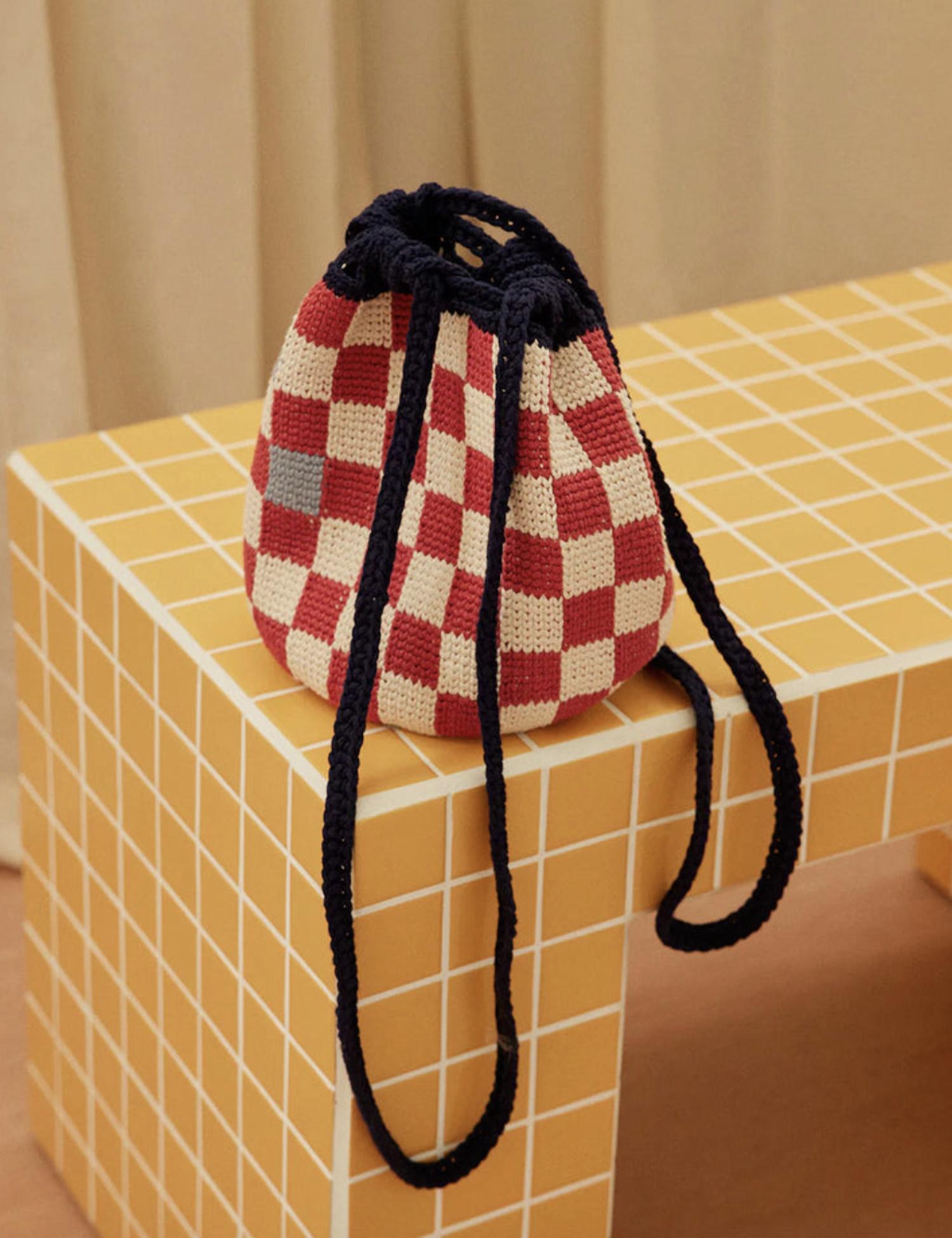 Menulis Cotton Bag In Red/cream/navy