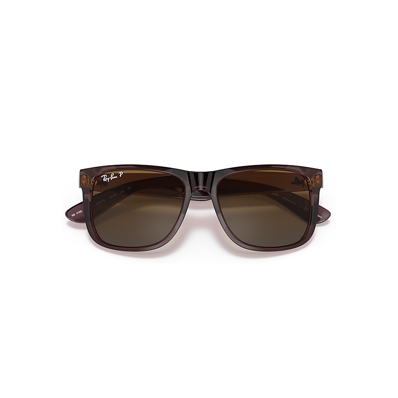 Ray-Ban Justin Classic Sunglasses Transparent Dark Brown Frame Solid Color Lenses Polarized