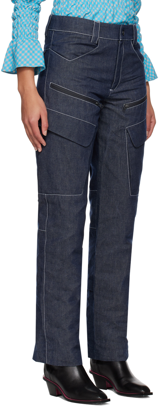 Blue paneled denim jeans