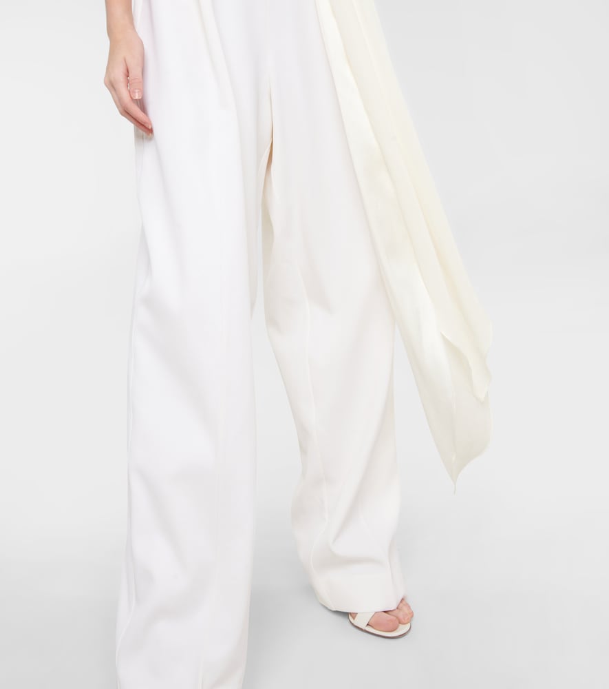 Bridal cape-detail wool jumpsuit