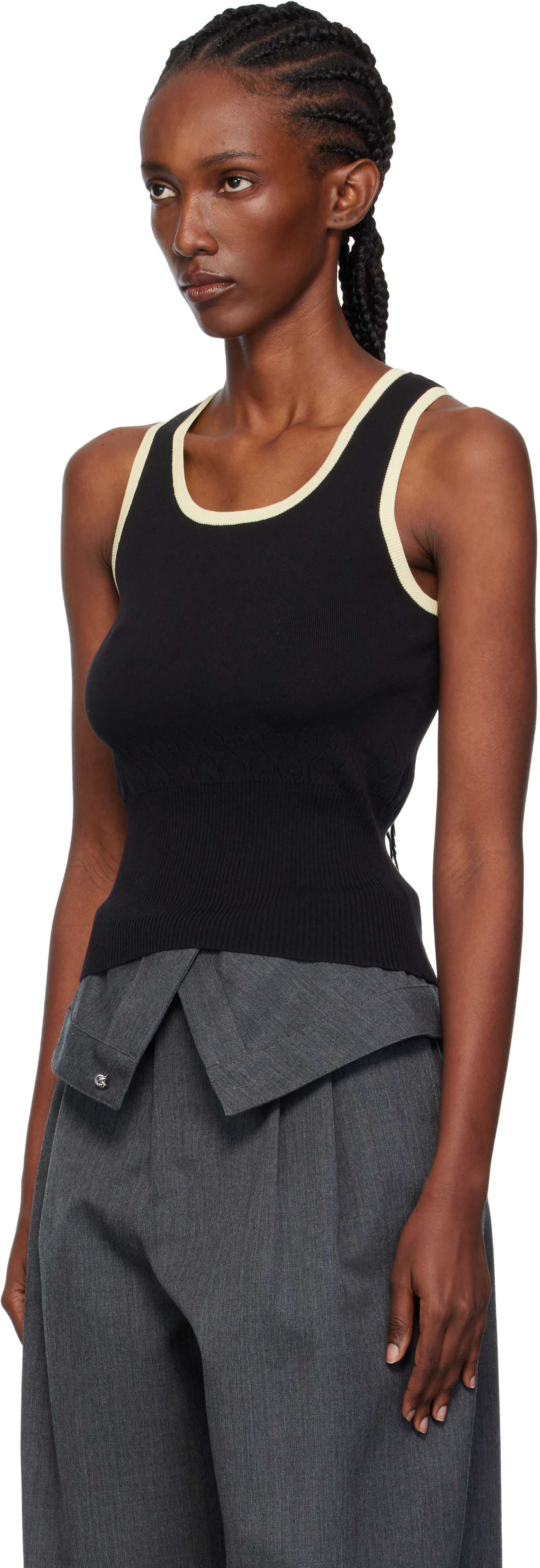 Black Contrast Trim Tank Top