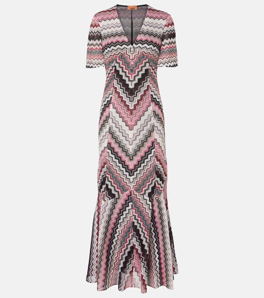 Zigzag lamé midi dress