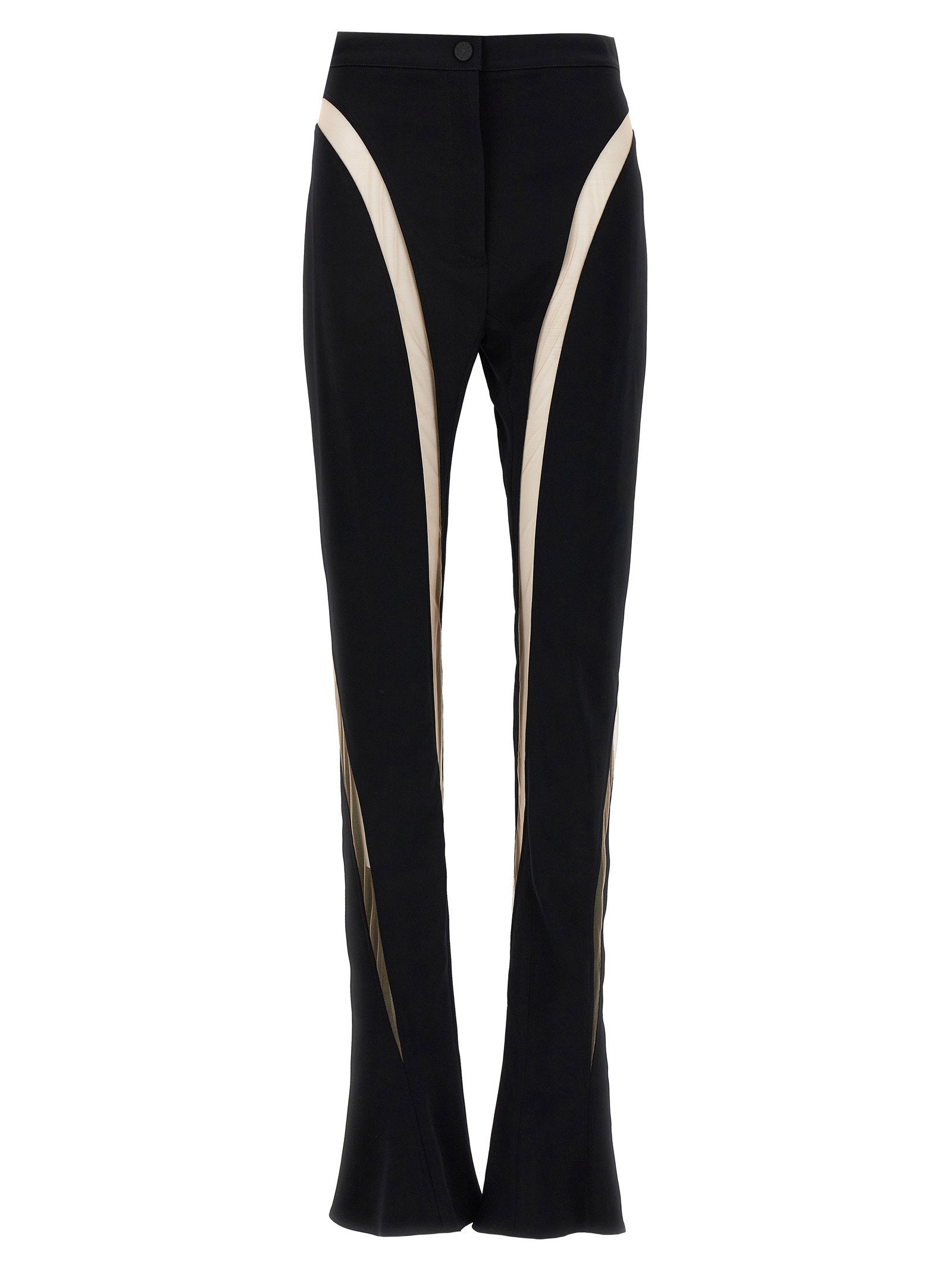 Mesh-Insert Flare Leggings — Black