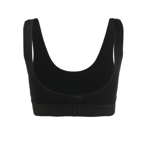 Black Bra With Contrasting Logo In Stretch Cotton Woman