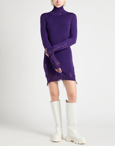 Woman Mini dress Purple Size S Acrylic, Virgin Wool