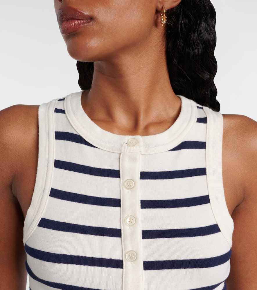 Caralyn striped cotton-blend tank top