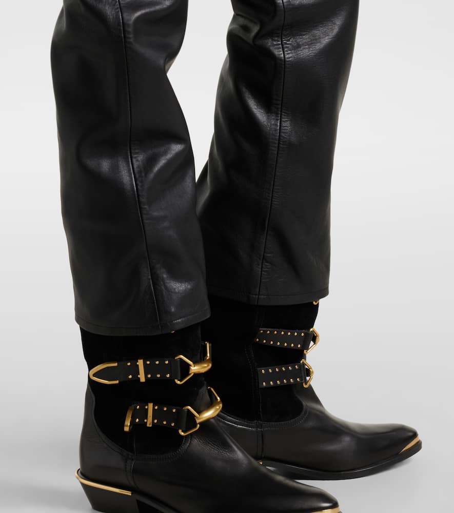 Vanel leather straight pants