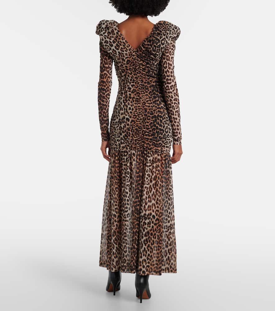 Leopard-print cloqué maxi dress