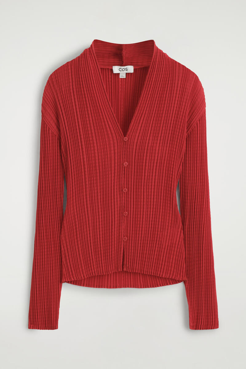 Pleated Jacquard Cardigan
