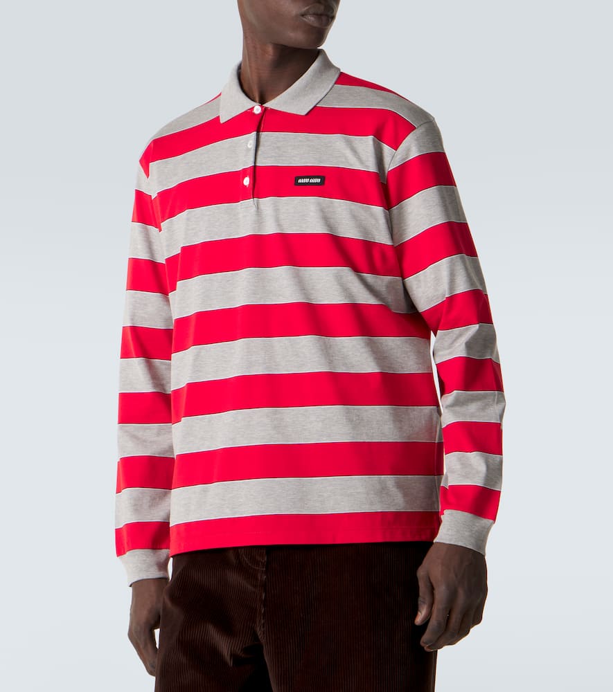 Striped cotton jersey polo shirt