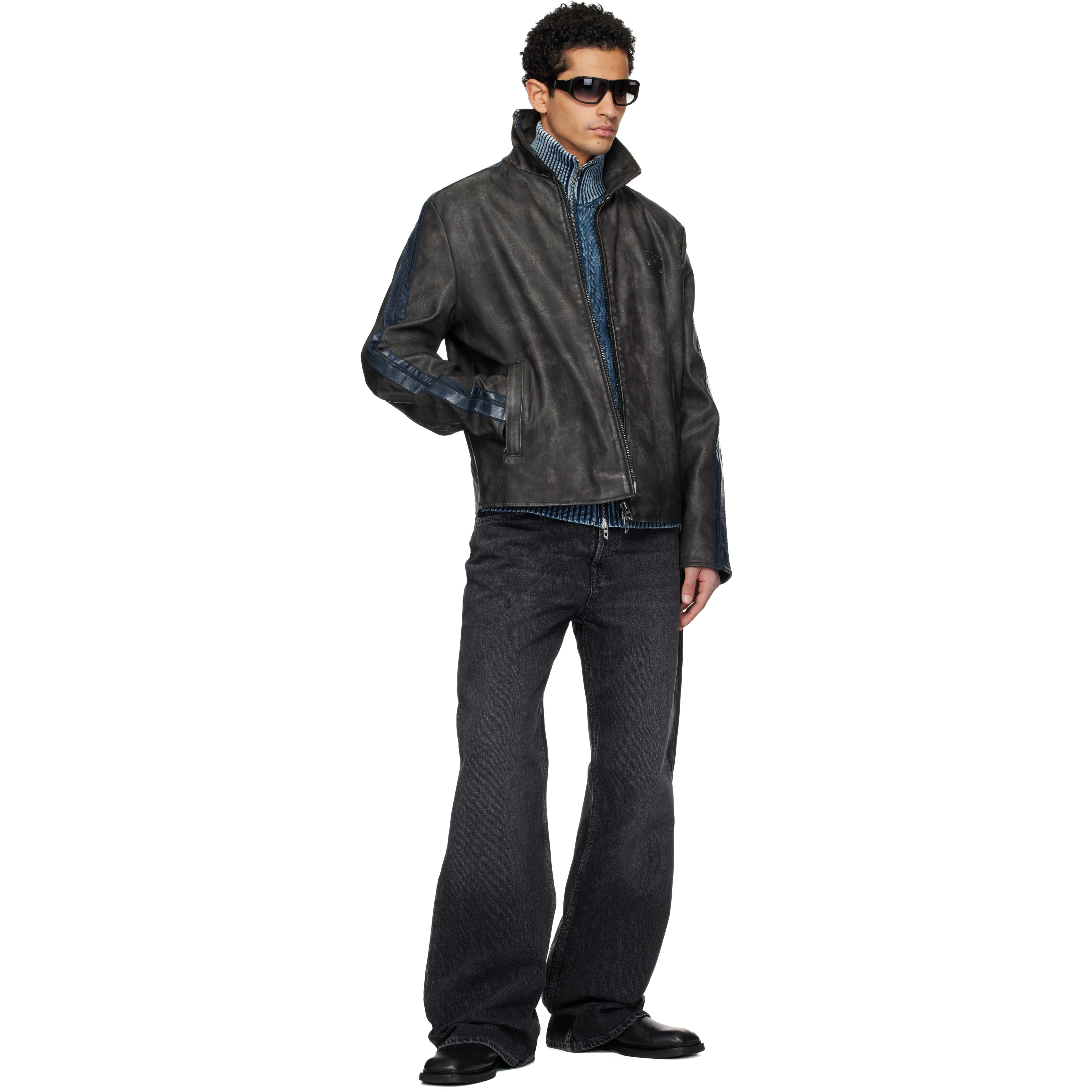 Black J-Hole Faux-Leather Jacket