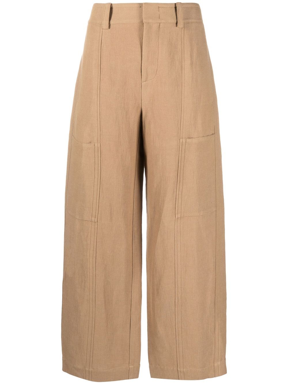 One tone-patch wide-leg trousers - Brown