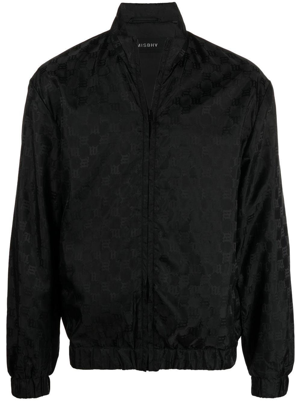 Monogram-print zip-up sports jacket - Black