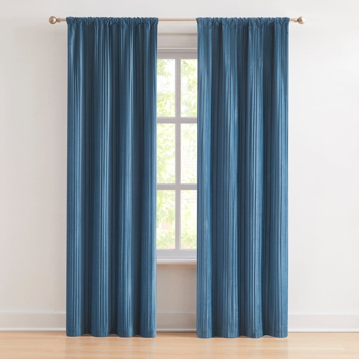 "Glam Pleated Velvet Light Filtering Window Curtain Panels
