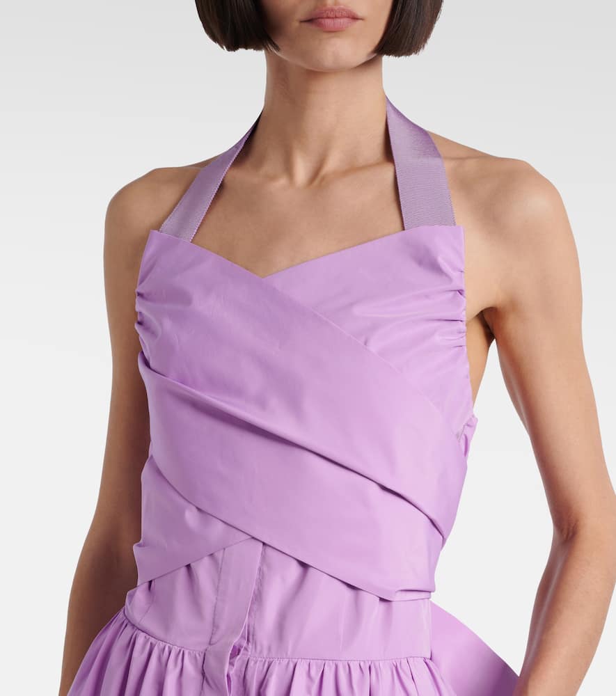 Gathered faille midi dress