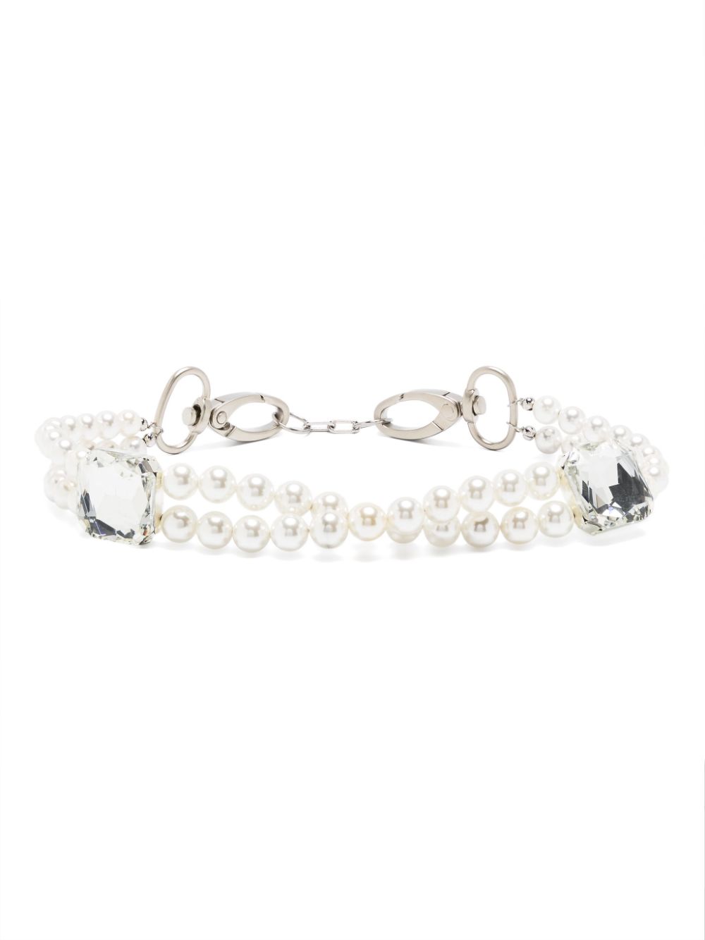 Twist-detail bead-chain necklace - White