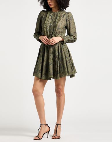 Woman Mini dress Military green Size L Cotton, Viscose