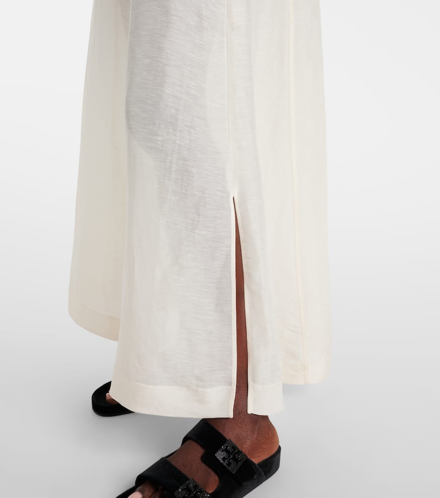 Pleated linen and silk kaftan